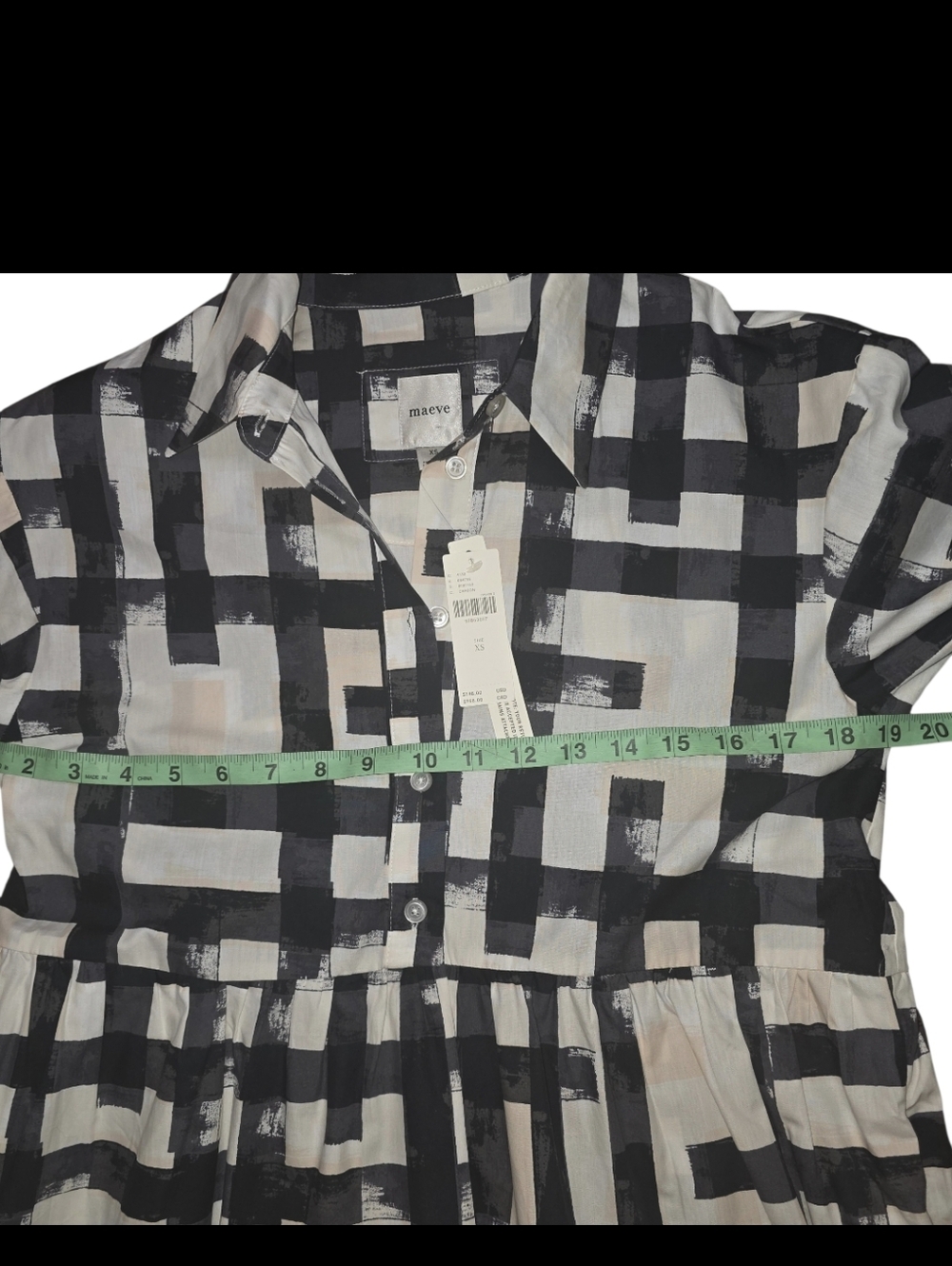 Maeve by Anthropologie Bettina Shirt Dress black/white abstract print, XS NWT - Picture 5 of 9